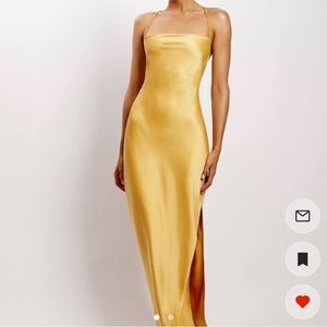 Meshki SYDNEY - straight neck slip maxi dress in yellow XXS